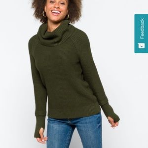 Market & Spruce Sweater in olive green. From stitch fix.